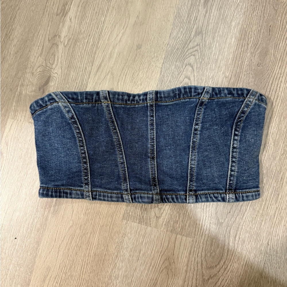 Denim corset tube top